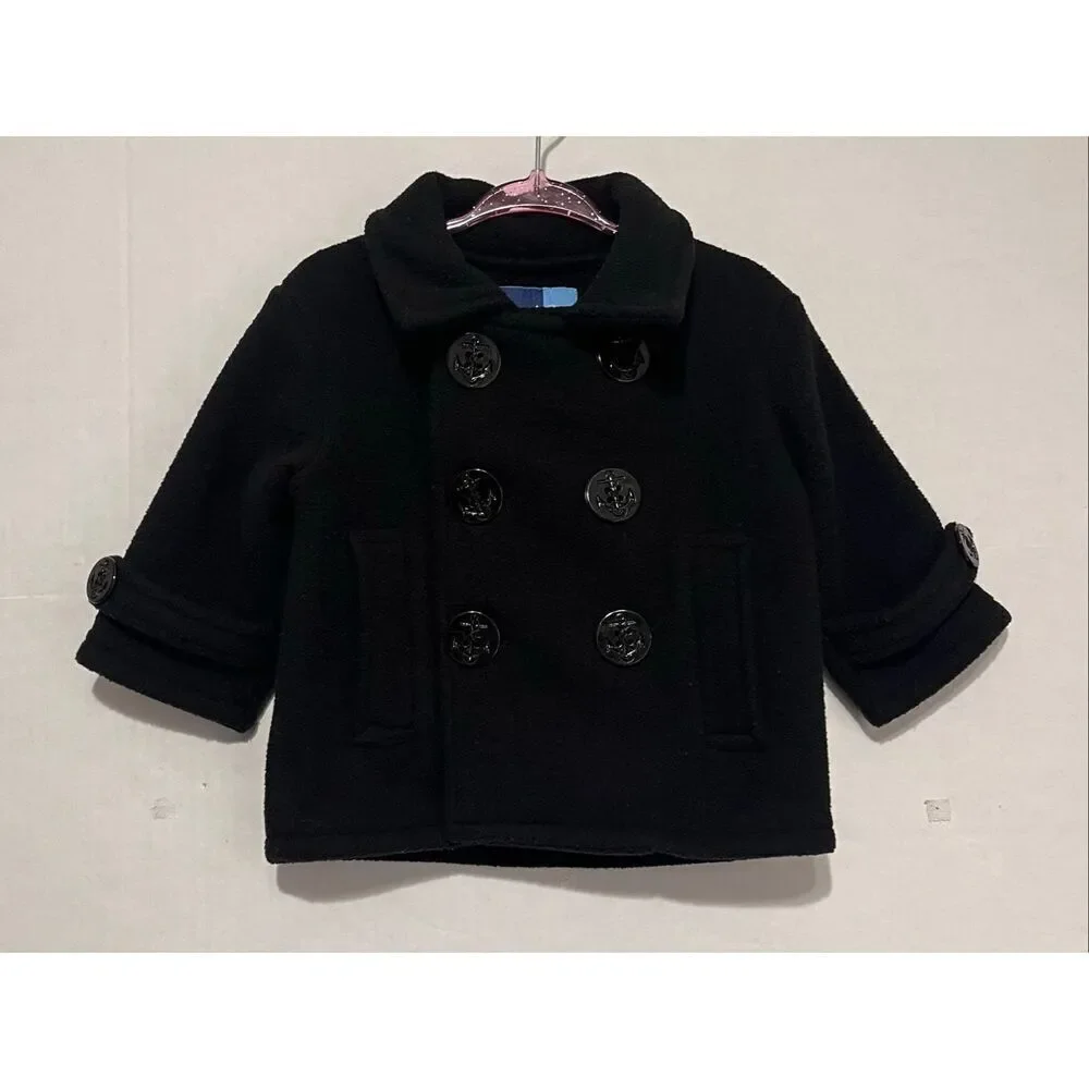 Great Guy Black Fleece Peacoat   Size 12 Months